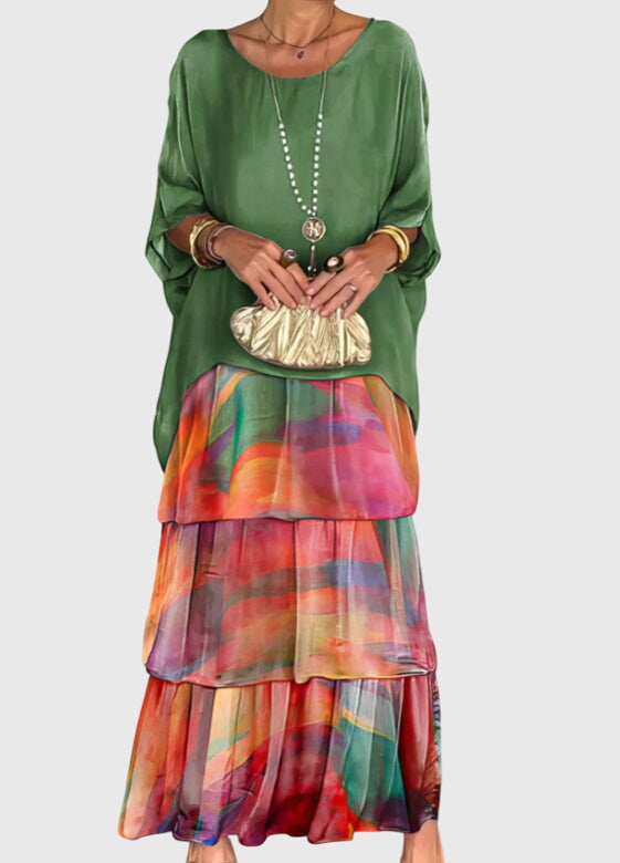 Elegant women's button-up maxi dress, relaxed fit, perfect for formal events & wedding guests.