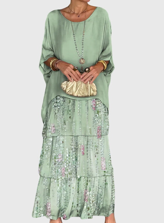 Women's special occasion button-up maxi dress, elegant, long, and relaxed fit.