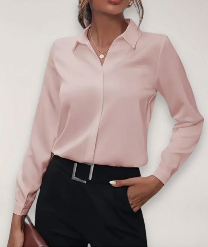 Stylish long sleeve women's blouse, ideal for business casual and formal office wear.