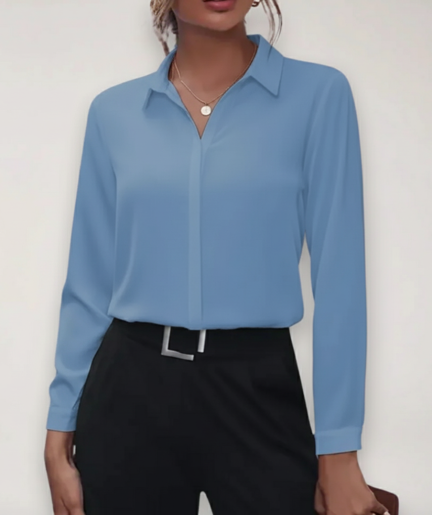 Comfortable & stylish women's work blouse, featuring elegant buttons for a polished office look.