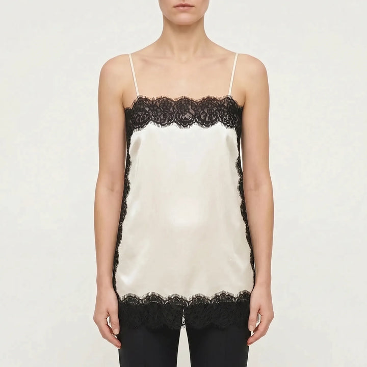 Women's elegant lace camisole top, a chic sleeveless piece perfect for layering or warm weather.