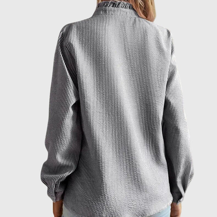 Office wear chic blouse for women, a versatile long sleeve top with an elegant, classic design.