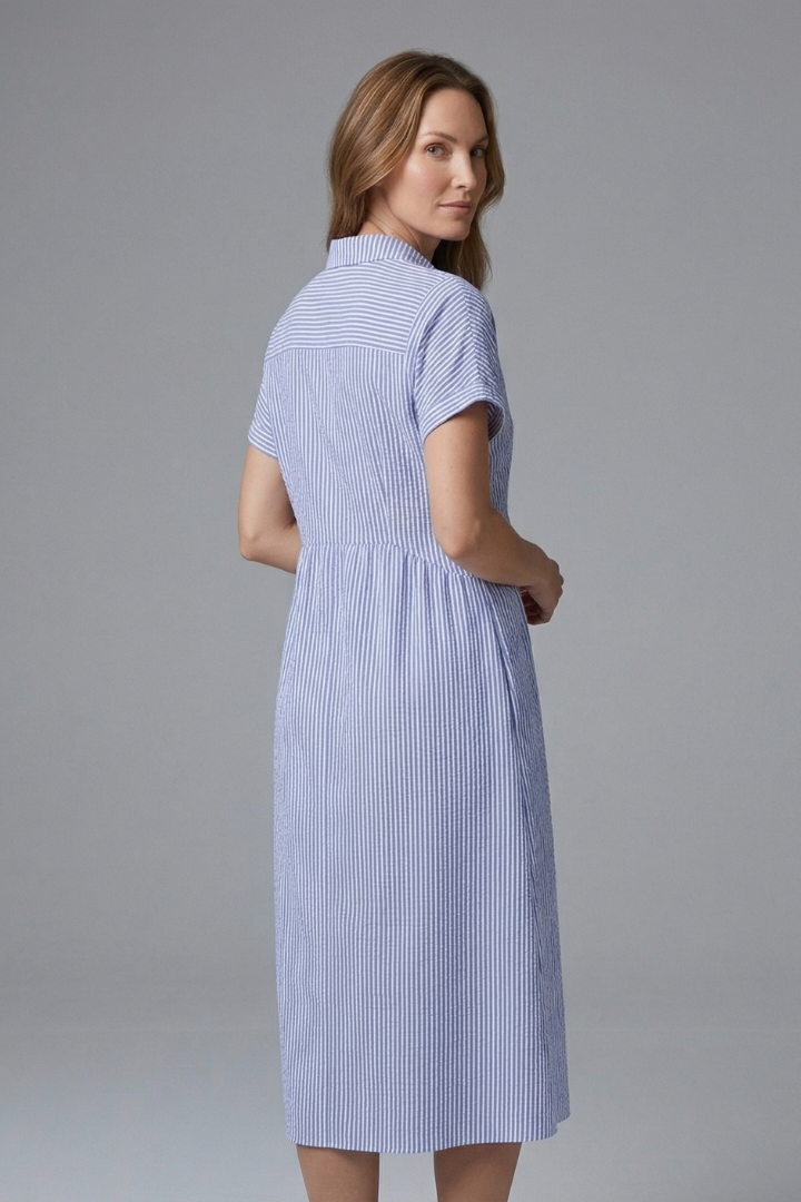 Women's versatile midi dress in a classic cut, button-front design makes it a perfect day or workwear dress.