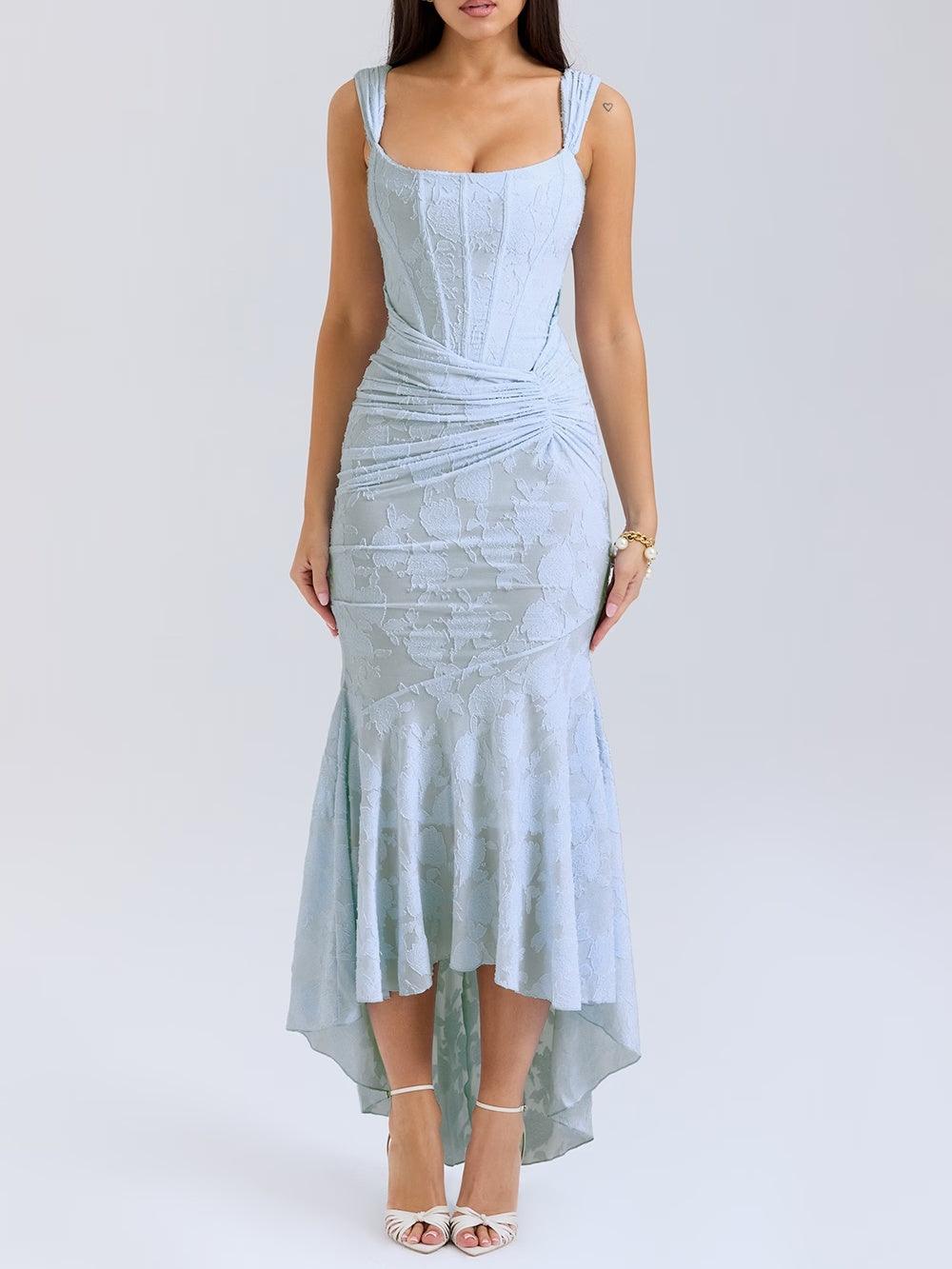 Elegant women's corset mermaid dress, perfect for a formal wedding guest or special occasion.