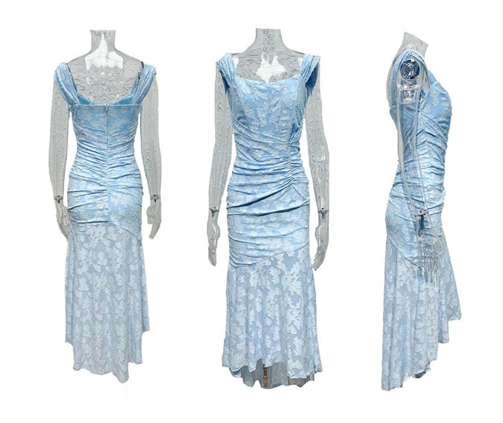 Formal evening gown for women, a sleek ruched corset mermaid dress.