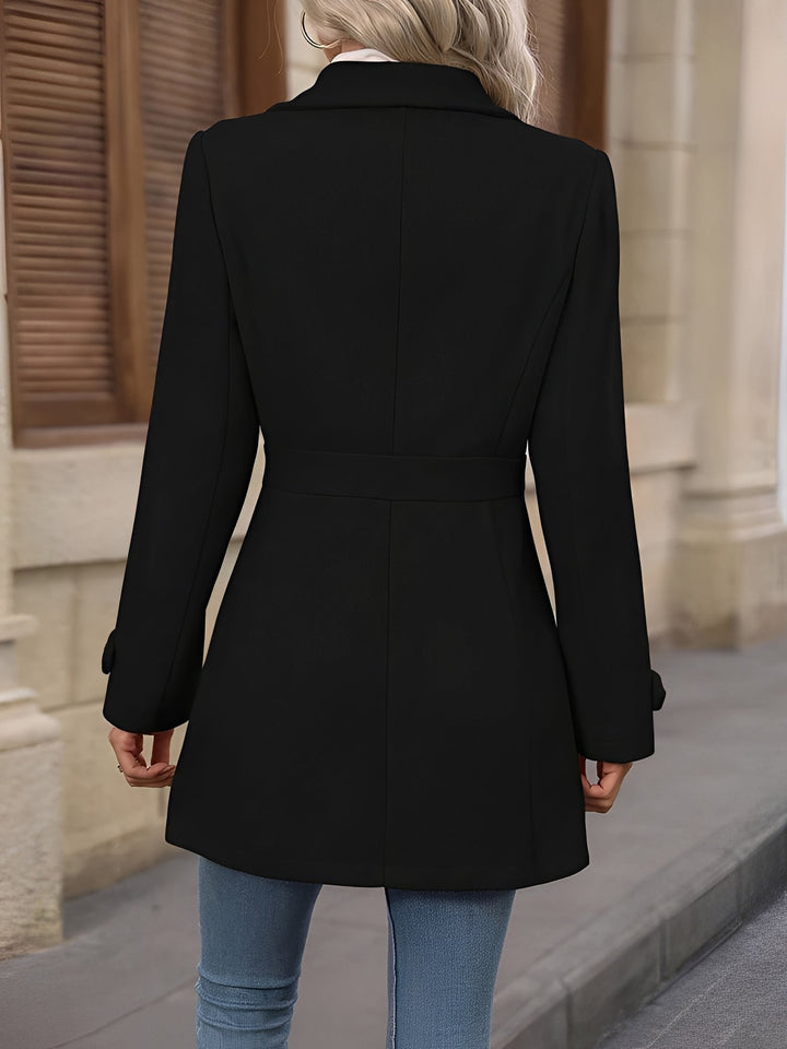 Women's sophisticated trench coat with stylish double-breasted closure & belted waist.