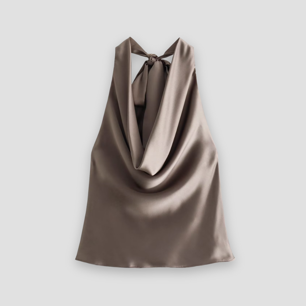 Elegant Women's Draped Halter Tank Top for sophisticated summer fashion.