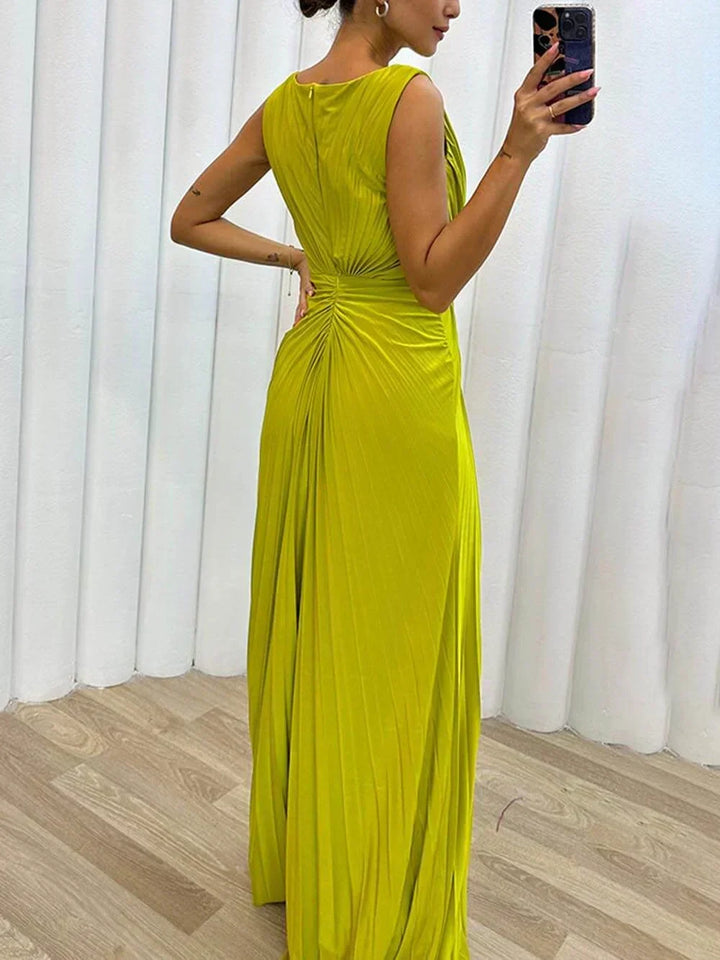 Formal women's elegant draped maxi dress, perfect for weddings, parties & special events.