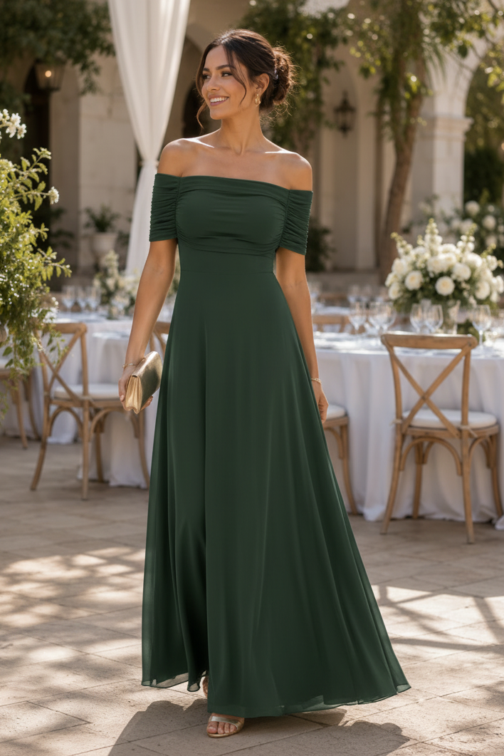 Sophisticated women's midi dress with elegant draped detail. Ideal formal wear for wedding guests and celebrations.
