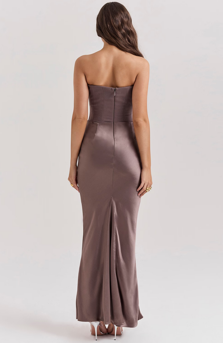 Draped strapless women's prom & homecoming dress, perfect for a stylish and elegant special occasion.
