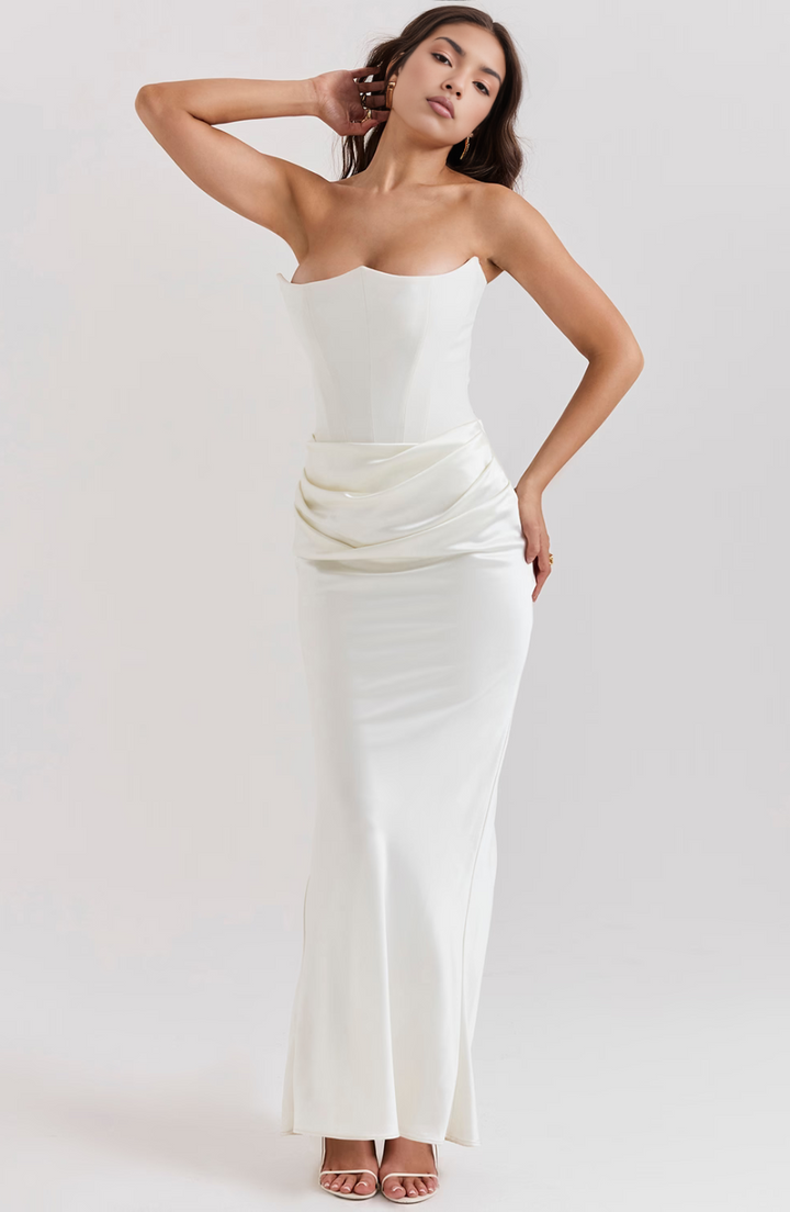 Beautiful strapless prom & homecoming gown for women, draped detail creates an elegant, formal look.