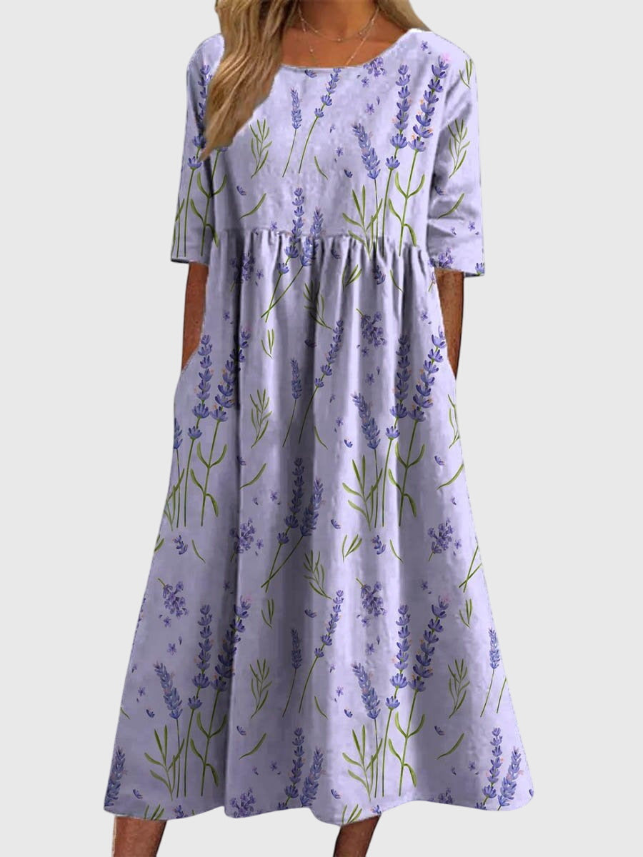 Versatile women's flowy midi dress with delicate embroidery, ideal for spring fashion & summer style.