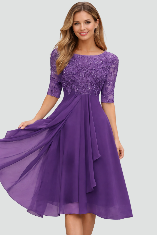 Sophisticated women's midi dress, perfect as an elegant evening gown, cocktail attire, or wedding guest dress.