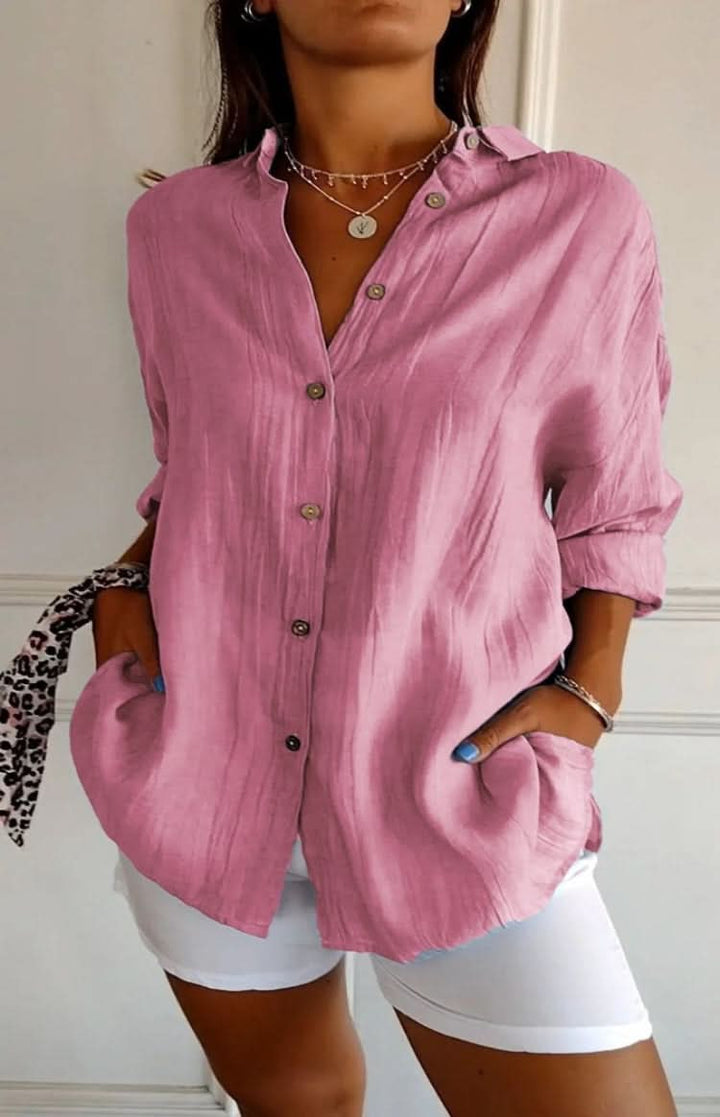 All-season women's elegant blouse, versatile long-sleeve everyday top for stylish layering.
