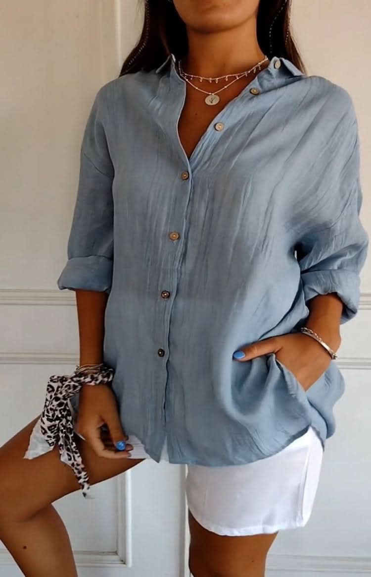Versatile women's everyday blouse, multi-color long-sleeve top for elegant office or casual chic.