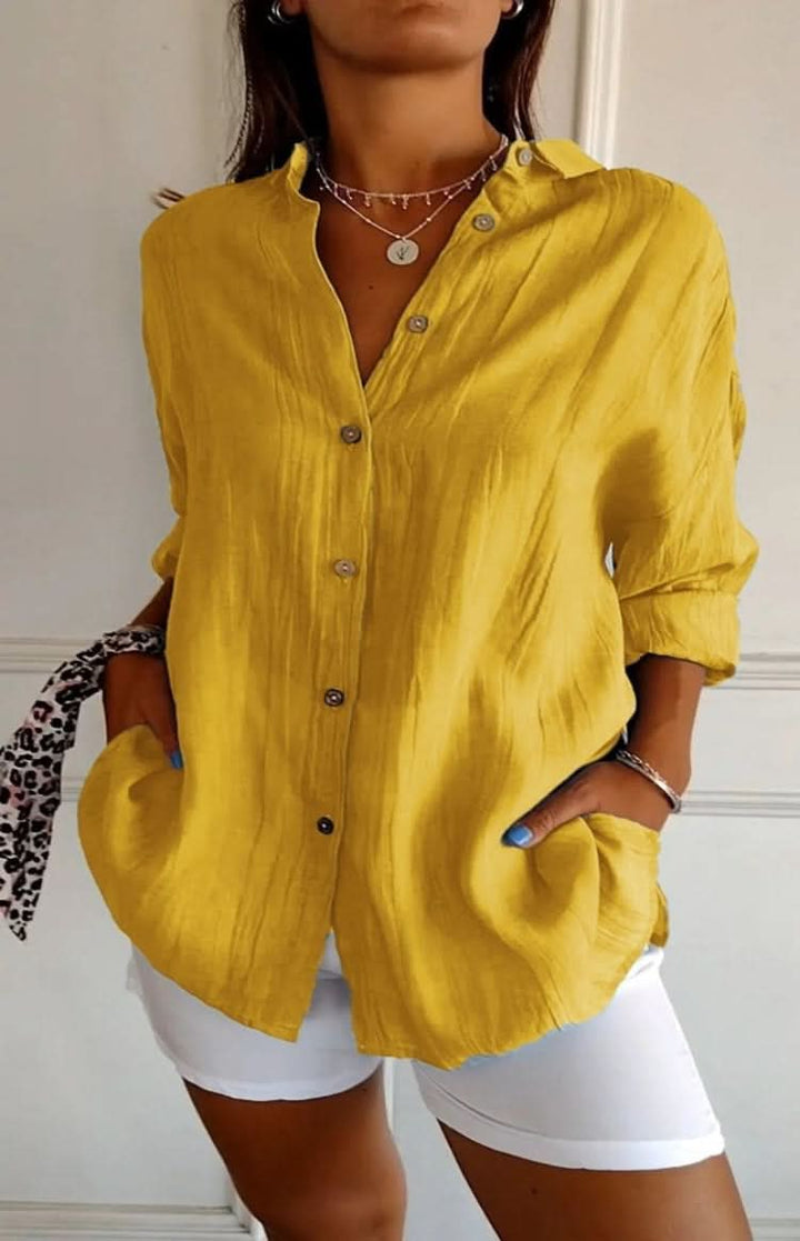 Comfortable fit women's everyday blouse, elegant long-sleeve top, versatile for any wardrobe.