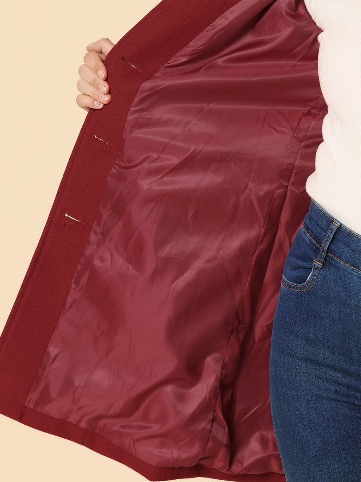 Modern women's fitted trench coat, a stylish button closure long coat perfect for office fashion.