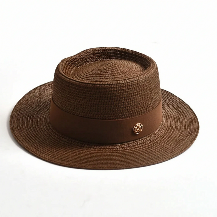 Lightweight women's flat top wide brim sun hat, ultimate summer accessory for beach, travel & vacation.