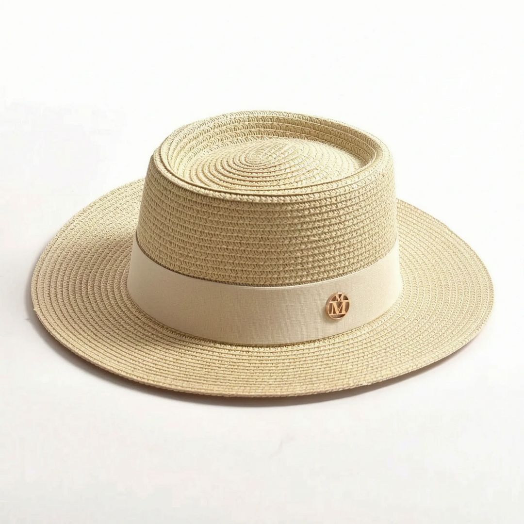 Protective women's flat top wide brim sun hat, a must-have summer accessory for beach & travel.