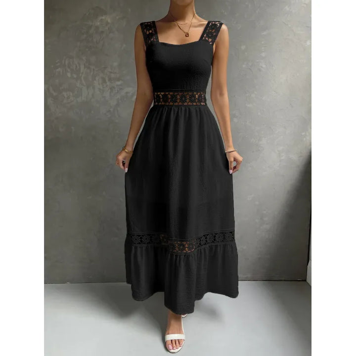 Beautiful women's floral cutout maxi dress with unique cutout details, ideal for elegant summer wear.
