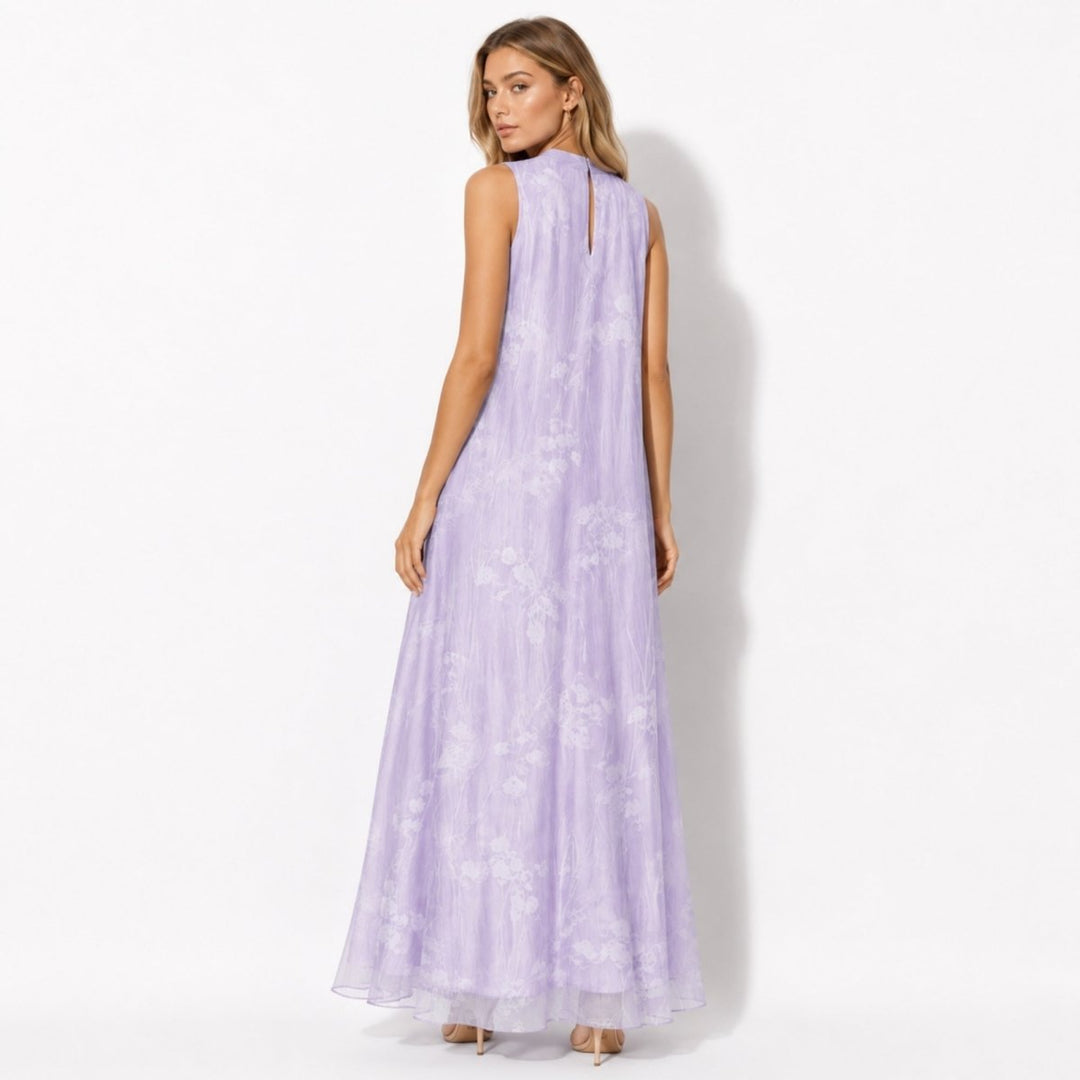 Chic women's high neck maxi dress featuring a beautiful floral print, suitable for weddings & formal events.