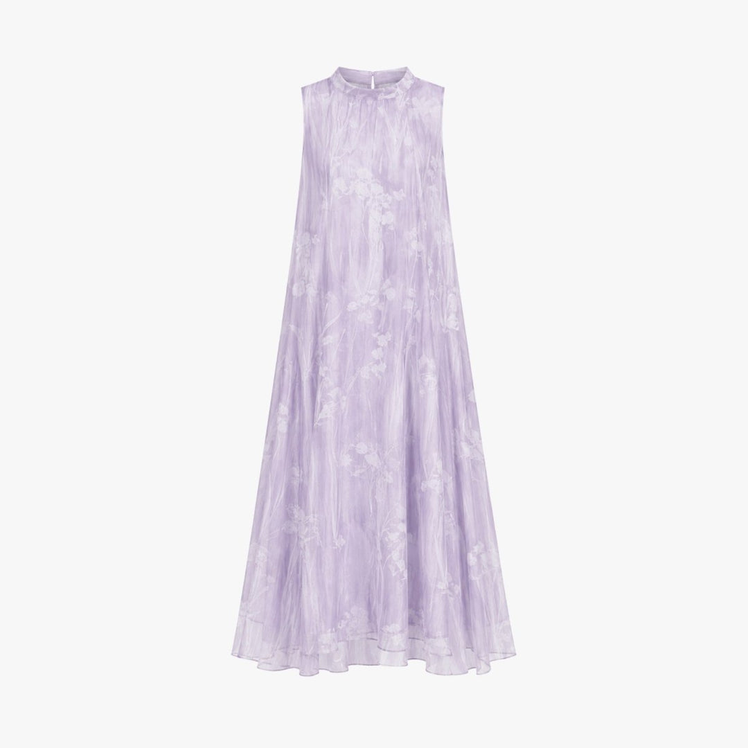 Formal women's floral maxi dress with a high neck, offering an elegant look for wedding guests or evening wear.