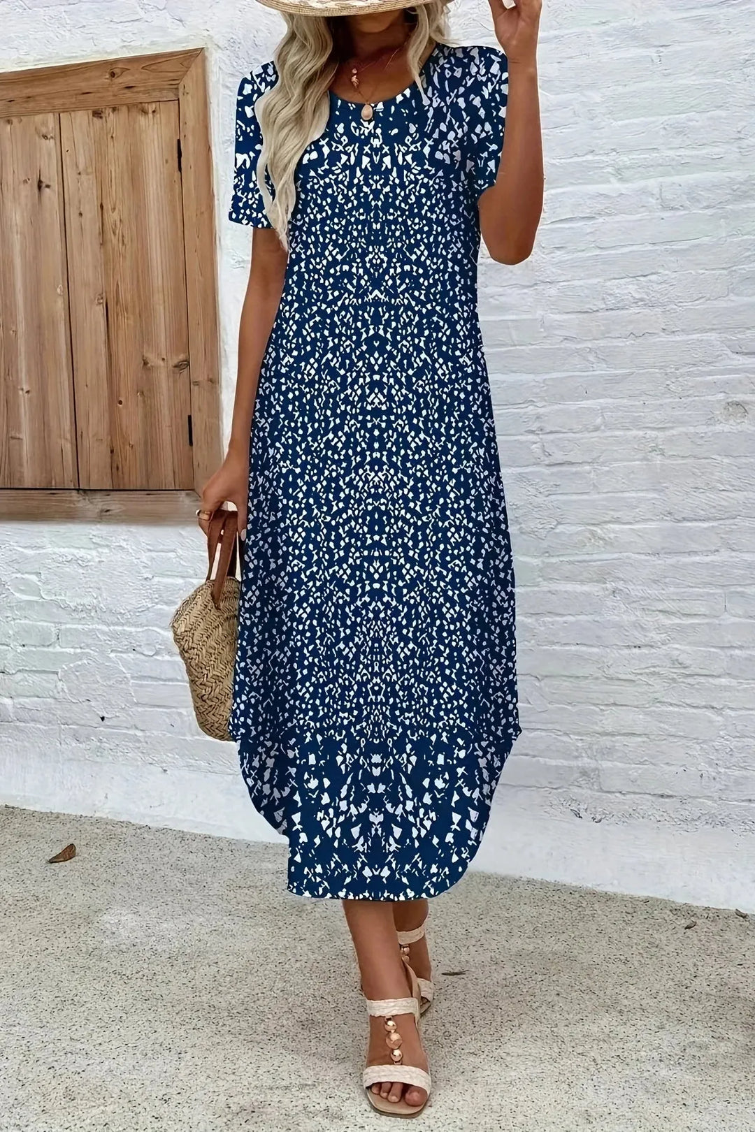 Long, flowy women's summer maxi dress with vibrant floral print, comfortable and elegant for any event.