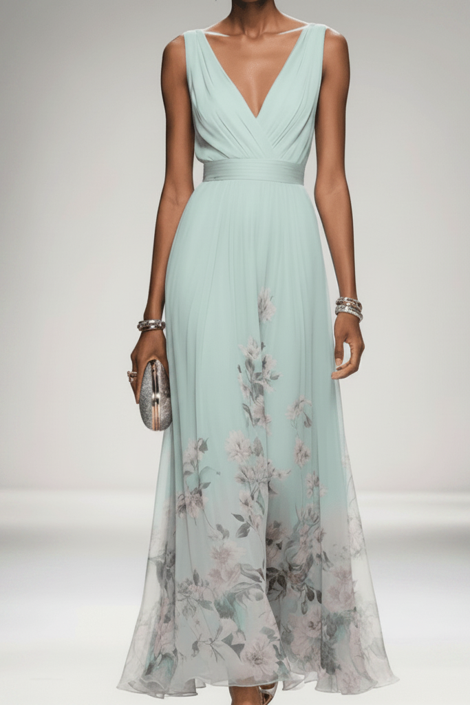 Comfortable & stylish women's long floral maxi dress, perfect for day or evening occasions.