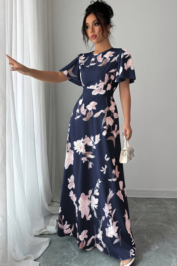 Party-perfect elegant pleated midi dress for women, adorned with a beautiful floral print.