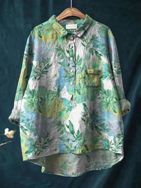Printed women's blouse, a versatile piece for office, spring, or summer.