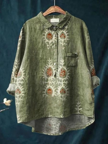 Spring summer floral print top, a feminine and comfortable women's apparel.