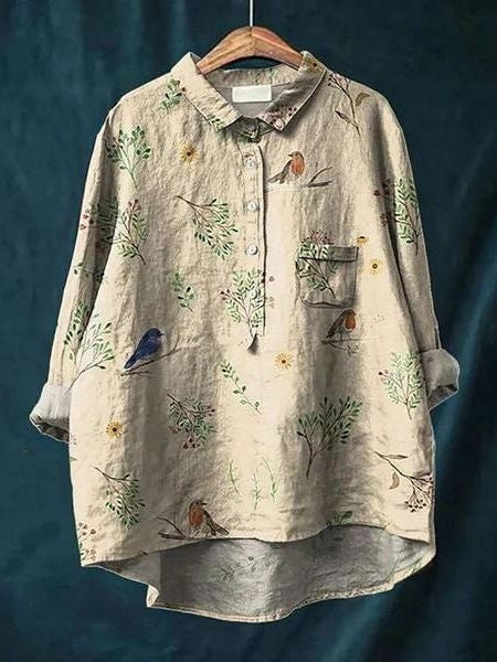 Comfortable long-sleeve floral top, excellent for spring & summer fashion.