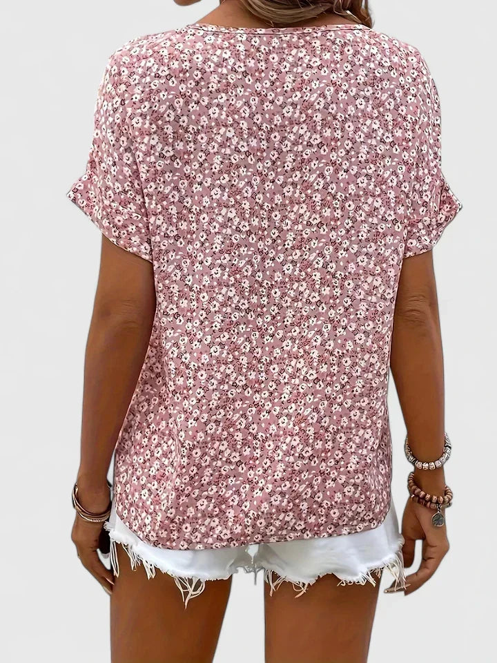 Stylish women's floral print blouse, a comfortable and elegant long sleeve top for casual or everyday wear.