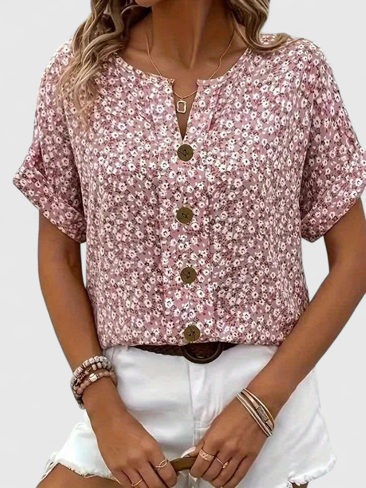 Comfortable women's floral print blouse, a chic long sleeve top ideal for versatile spring and summer styling.