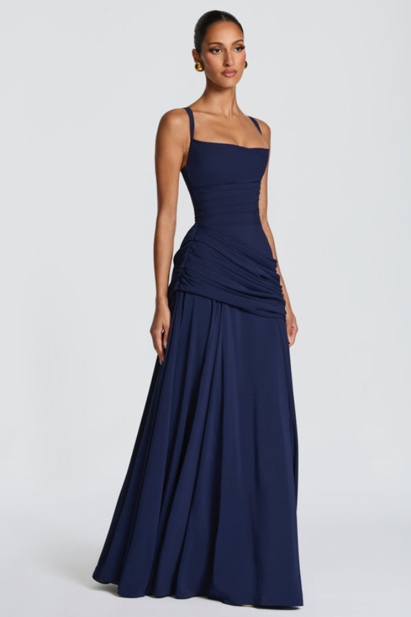 Elegant women's flowing maxi dress for parties & special occasions. Long summer evening gown.