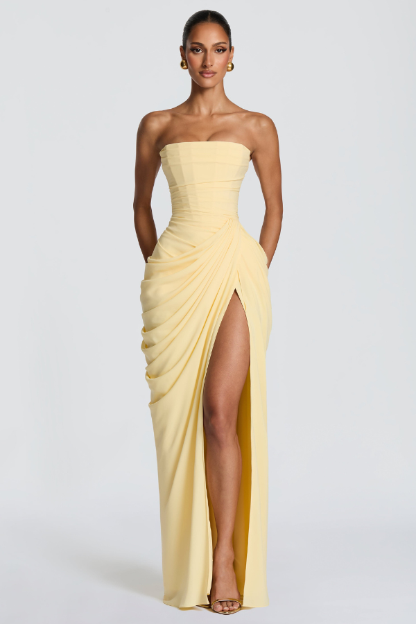 Elegant women's flowing maxi dress for special occasions, formal parties, or evening events.