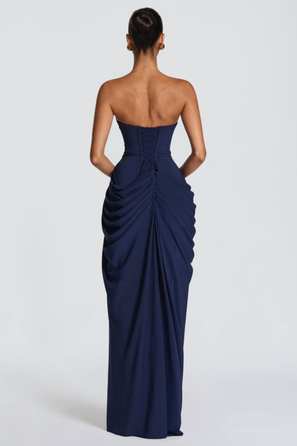 Stylish women's elegant flowing maxi dress, perfect for formal occasions & evening wear.