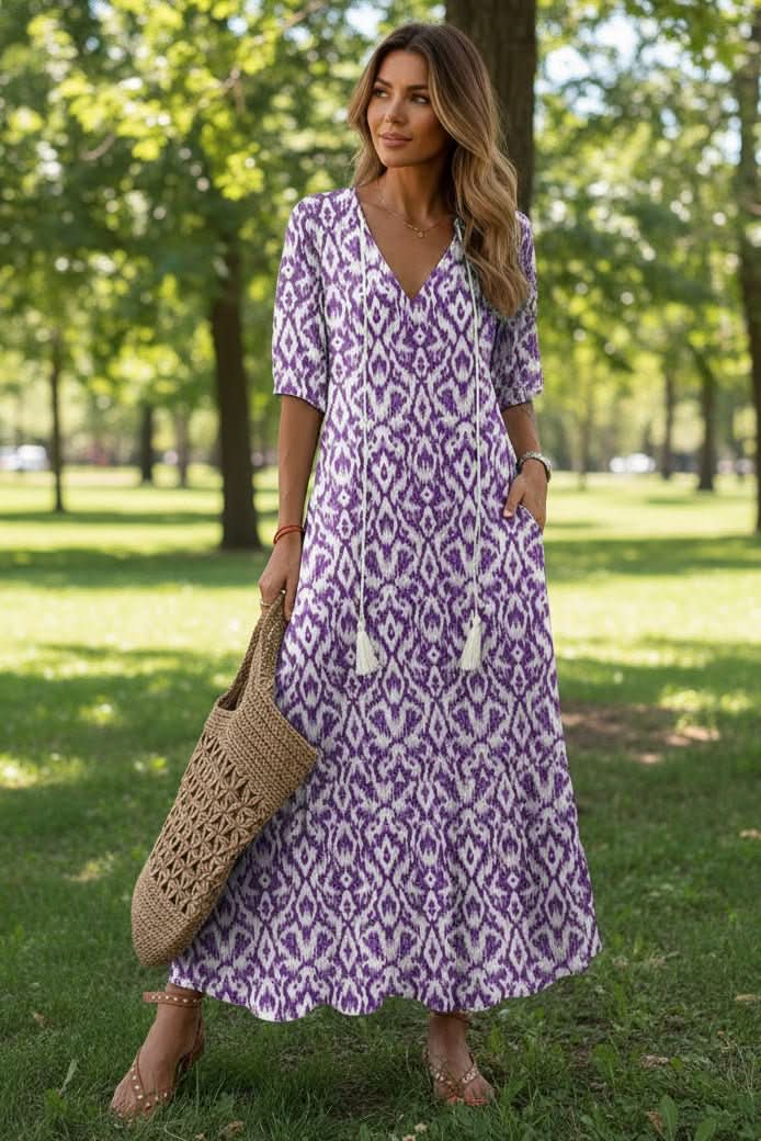 Versatile women's elegant maxi dress with a flowing design, perfect for bright summer fashion, day or evening wear.