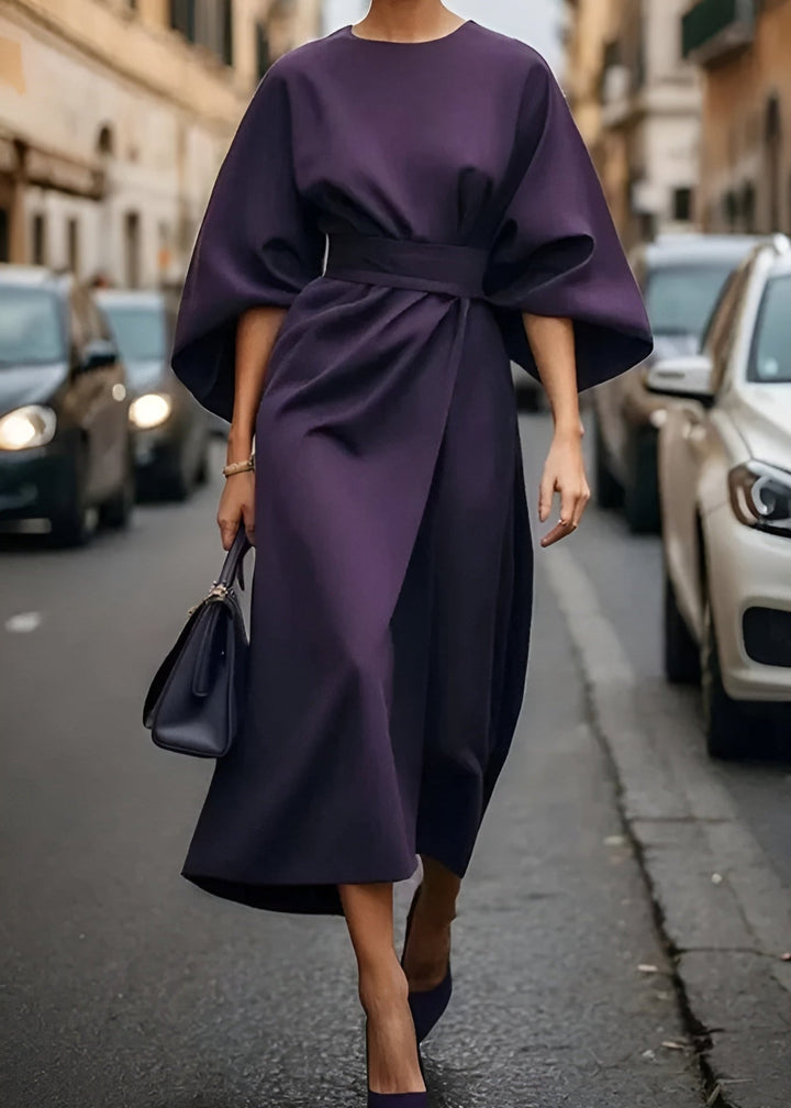 Stunning women's flowy maxi dress with belt, ideal for elegant summer events, evenings, or chic casual wear.
