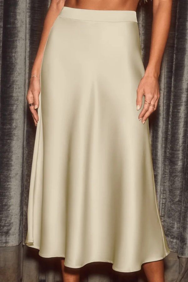 Sleek A-line midi skirt for women, high-waist, flowy and elegant, versatile chic bottom for all occasions.