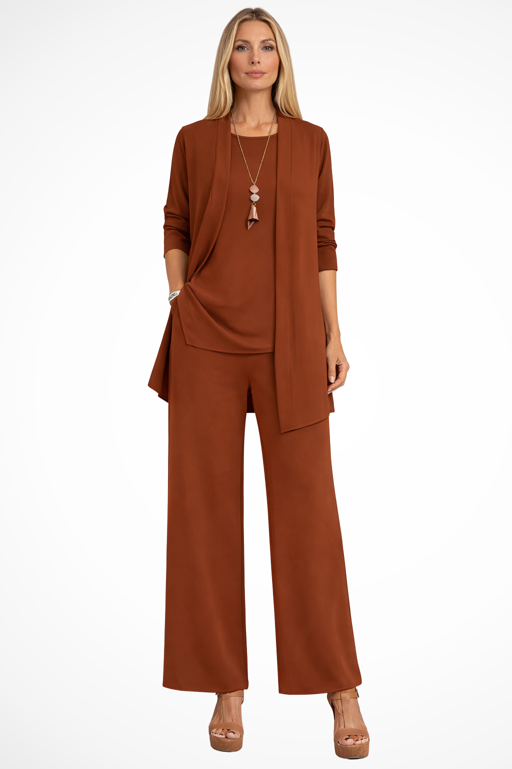 Expertly tailored women's 3-piece formal set, elegant & sophisticated for any special occasion.