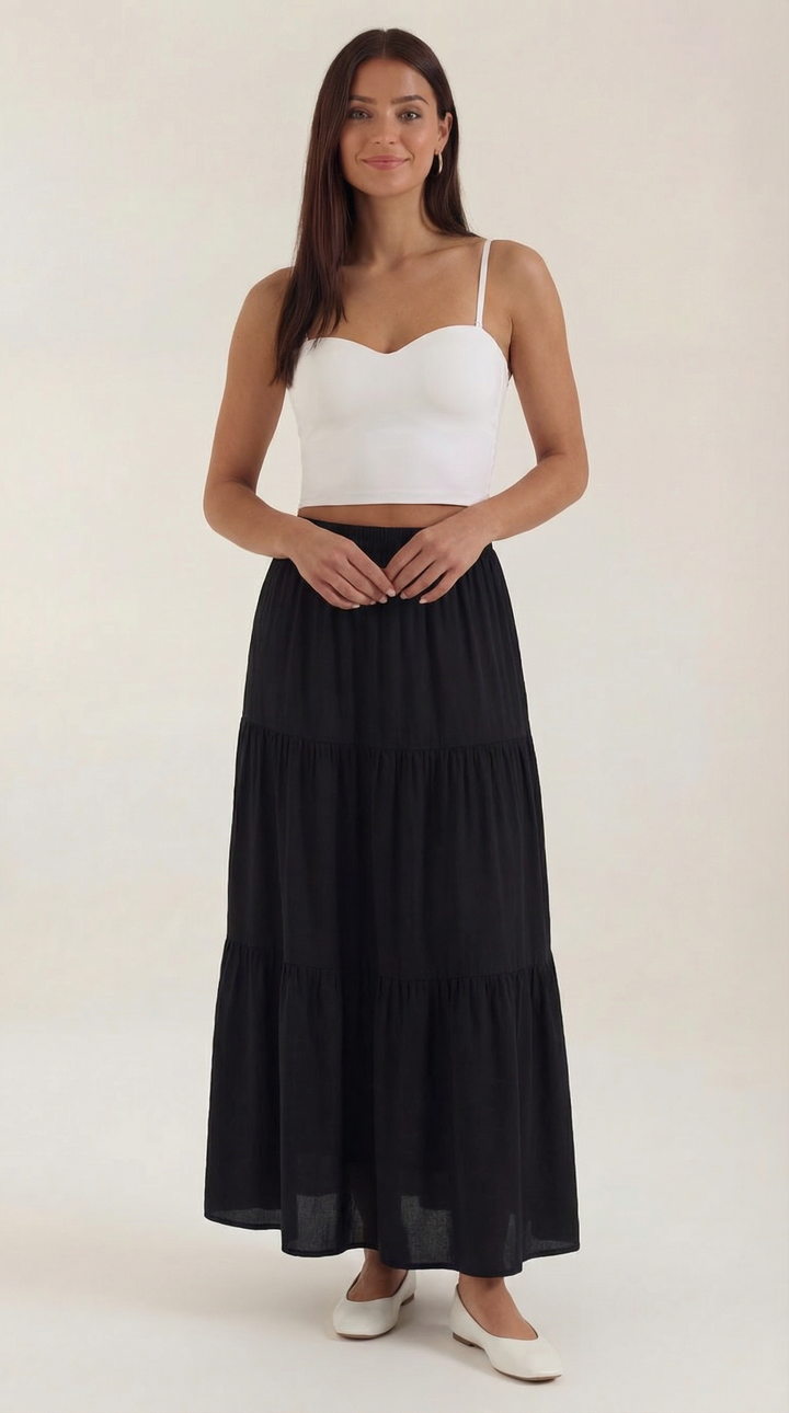 Versatile sleeveless Guinevere tank top for women, elegant tailored design with a unique heart neckline.