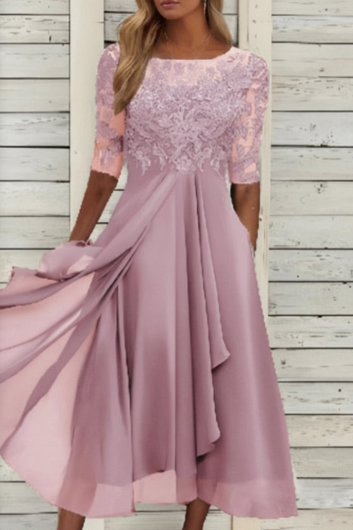 Women's elegant half sleeve cocktail dress, a formal long gown for evening wear & special occasion parties.