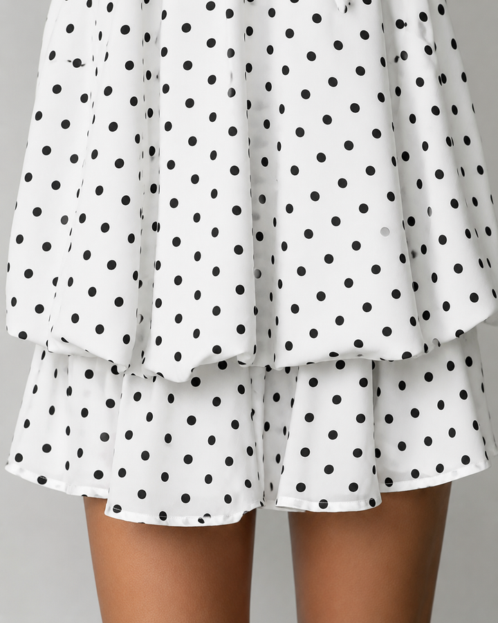 Sophisticated women's cocktail dress, a halter mini style with a beautiful ruffle hem.