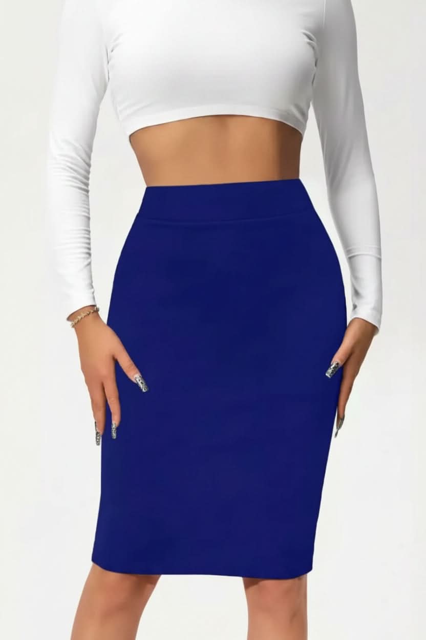 High-waist midi pencil skirt for women, an elegant & professional choice for business or formal events.