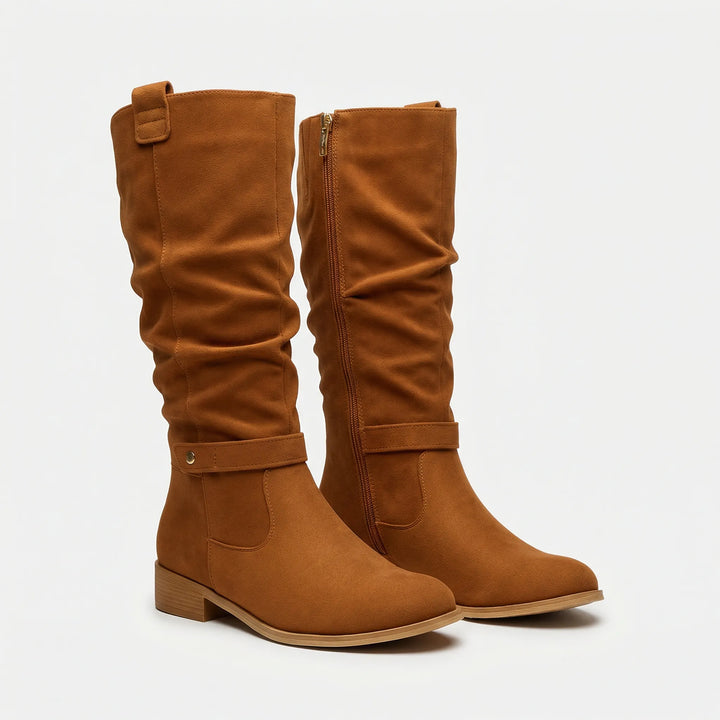 Fashionable women's knee-high boots, offering an elegant & comfortable fit for fall and winter seasons.