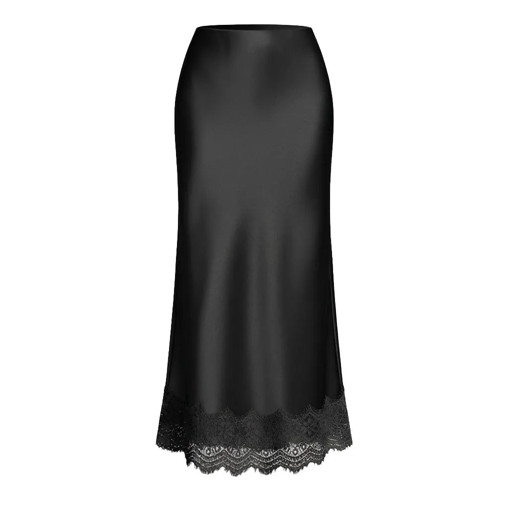 Feminine lace hem maxi skirt for women, an elegant choice for formal wear & sophisticated evening events.