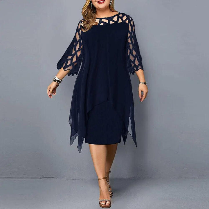 Chic women's midi lace dress, ideal for party, evening wear, or sophisticated events.