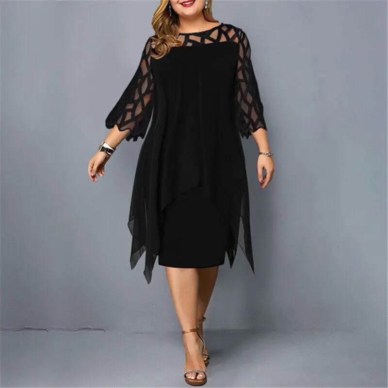 Comfortable & stylish women's elegant lace midi dress with a timeless round neck design.