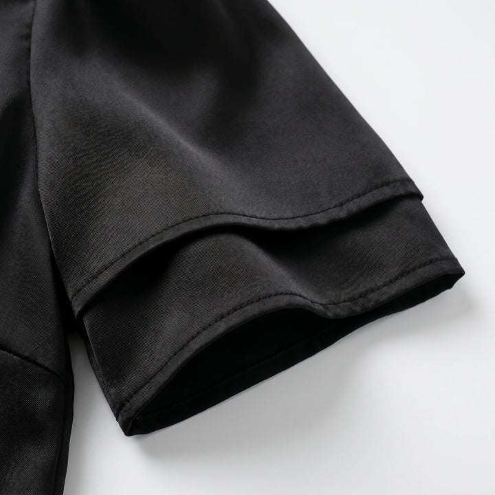 Versatile women's apparel: a sophisticated lace-trim V-neck top with short sleeves for elegant day-to-night wear.